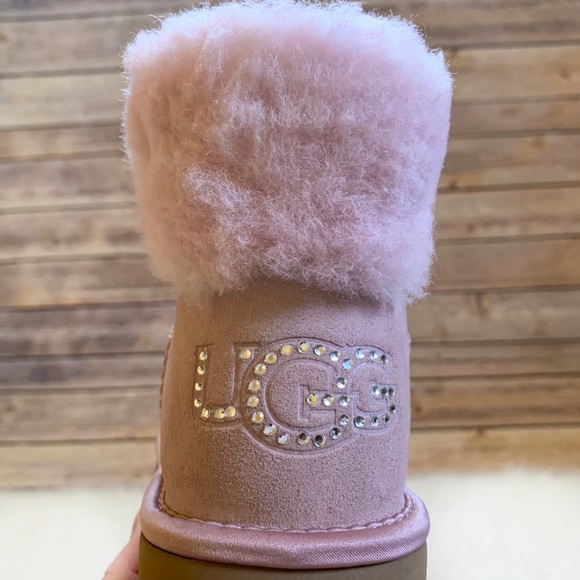 UGG Classic Bling Mini Pink Crystal Boots - Picture 3 of 7